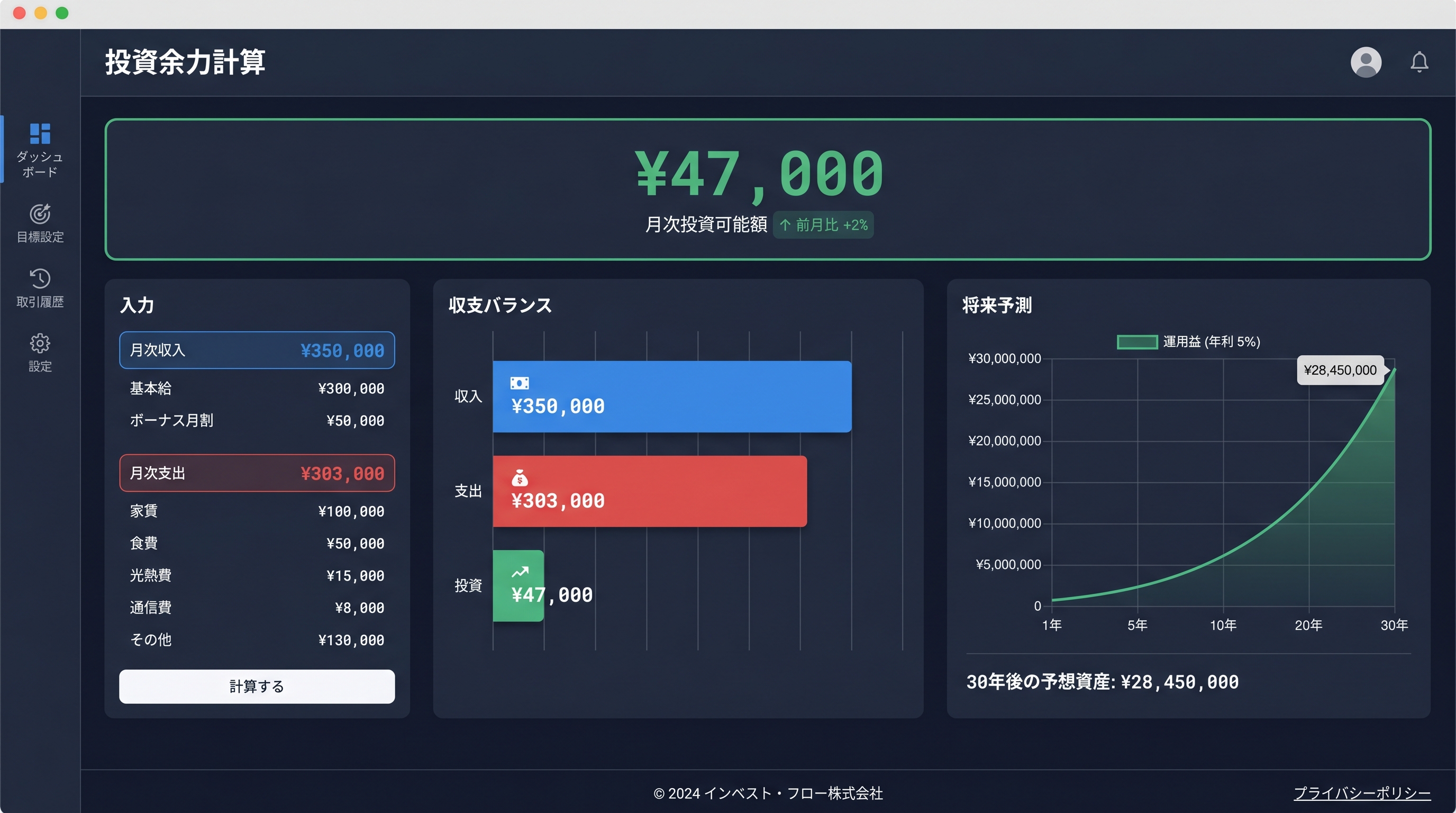 投資余力計算アプリ